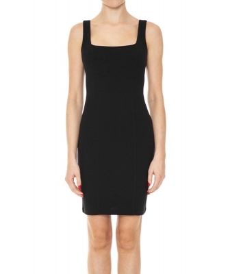 6 Pieces Pack Ribbed Texture Square Neck Bodycon Tank Mini Dress 75527 BLACK